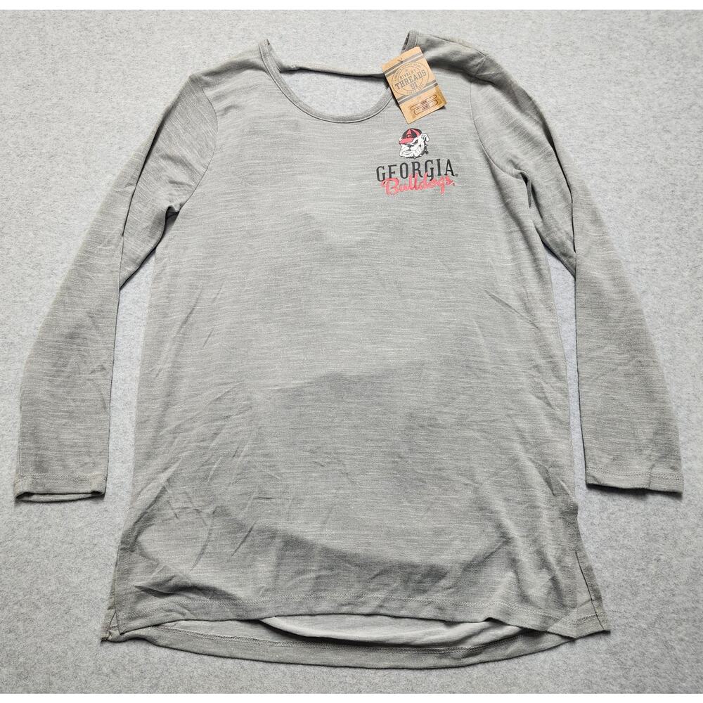 Georgia Bulldogs Gray Long Sleeve Open Back Top Womens Small NWT